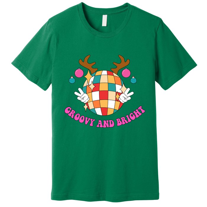 Groovy And Bright Disco Christmas Reindeer Premium T-Shirt