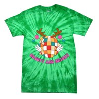Groovy And Bright Disco Christmas Reindeer Tie-Dye T-Shirt