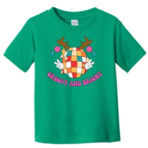 Groovy And Bright Disco Christmas Reindeer Toddler T-Shirt