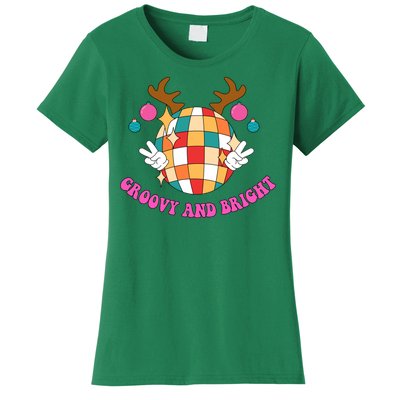 Groovy And Bright Disco Christmas Reindeer Women's T-Shirt