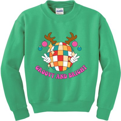 Groovy And Bright Disco Christmas Reindeer Kids Sweatshirt