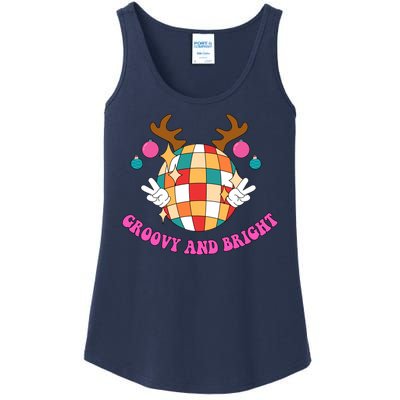 Groovy And Bright Disco Christmas Reindeer Ladies Essential Tank