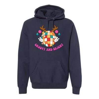 Groovy And Bright Disco Christmas Reindeer Premium Hoodie