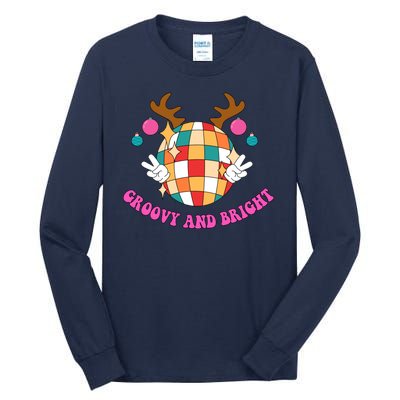 Groovy And Bright Disco Christmas Reindeer Tall Long Sleeve T-Shirt