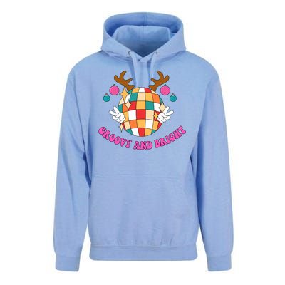 Groovy And Bright Disco Christmas Reindeer Unisex Surf Hoodie