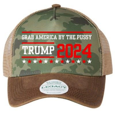 Grab America By The Pussy Trump 2024 Legacy Tie Dye Trucker Hat