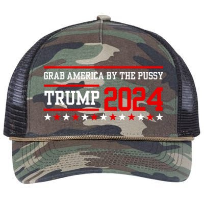 Grab America By The Pussy Trump 2024 Retro Rope Trucker Hat Cap