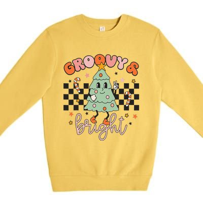 Groovy And Bright Cute Snowman Winter Merry Christmas Premium Crewneck Sweatshirt