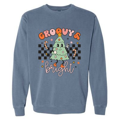 Groovy And Bright Cute Snowman Winter Merry Christmas Garment-Dyed Sweatshirt