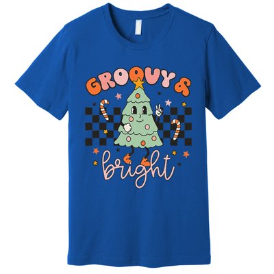 Groovy And Bright Cute Snowman Winter Merry Christmas Premium T-Shirt