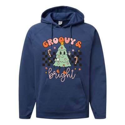 Groovy And Bright Cute Snowman Winter Merry Christmas Performance Fleece Hoodie