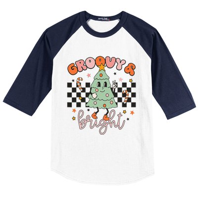 Groovy And Bright Cute Snowman Winter Merry Christmas Baseball Sleeve Shirt