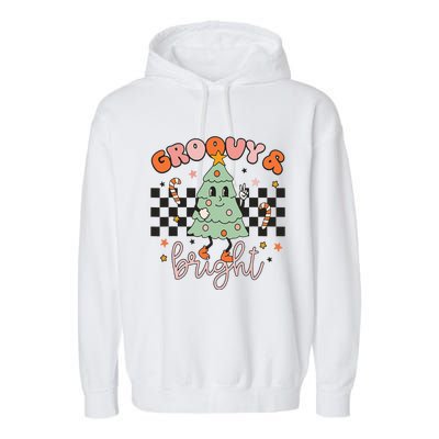 Groovy And Bright Cute Snowman Winter Merry Christmas Garment-Dyed Fleece Hoodie