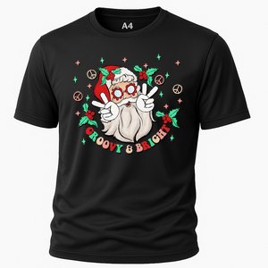 Groovy And Bright Santa Claus Peace Love Christmas Hippie Cooling Performance Crew T-Shirt