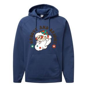 Groovy And Bright Santa Retro Christmas Winter Party Performance Fleece Hoodie