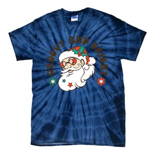 Groovy And Bright Santa Retro Christmas Winter Party Tie-Dye T-Shirt