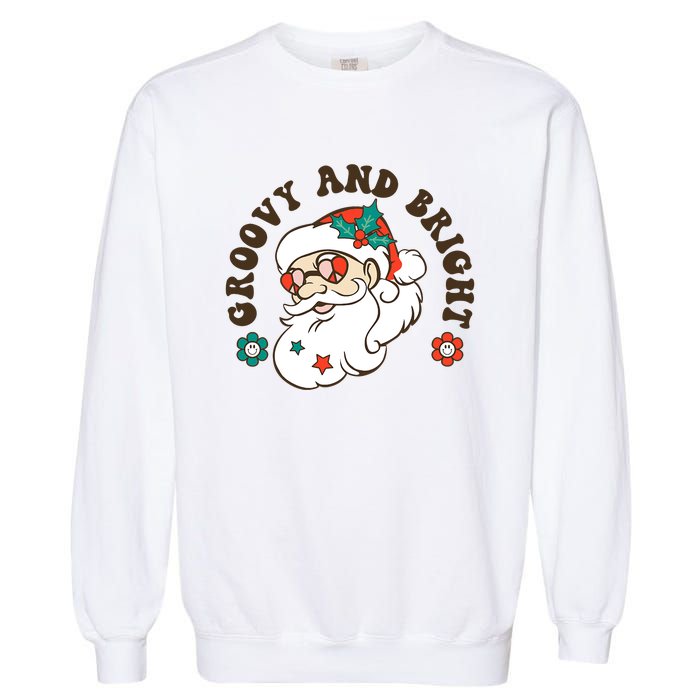 Groovy And Bright Santa Retro Christmas Winter Party Garment-Dyed Sweatshirt