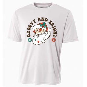 Groovy And Bright Santa Retro Christmas Winter Party Cooling Performance Crew T-Shirt