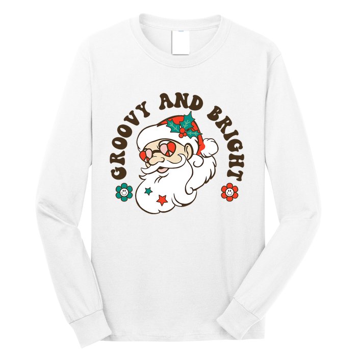 Groovy And Bright Santa Retro Christmas Winter Party Long Sleeve Shirt