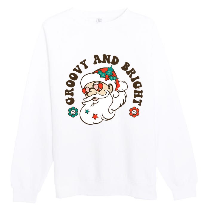 Groovy And Bright Santa Retro Christmas Winter Party Premium Crewneck Sweatshirt