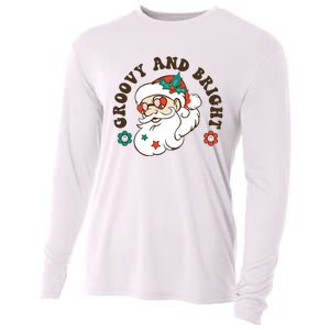 Groovy And Bright Santa Retro Christmas Winter Party Cooling Performance Long Sleeve Crew