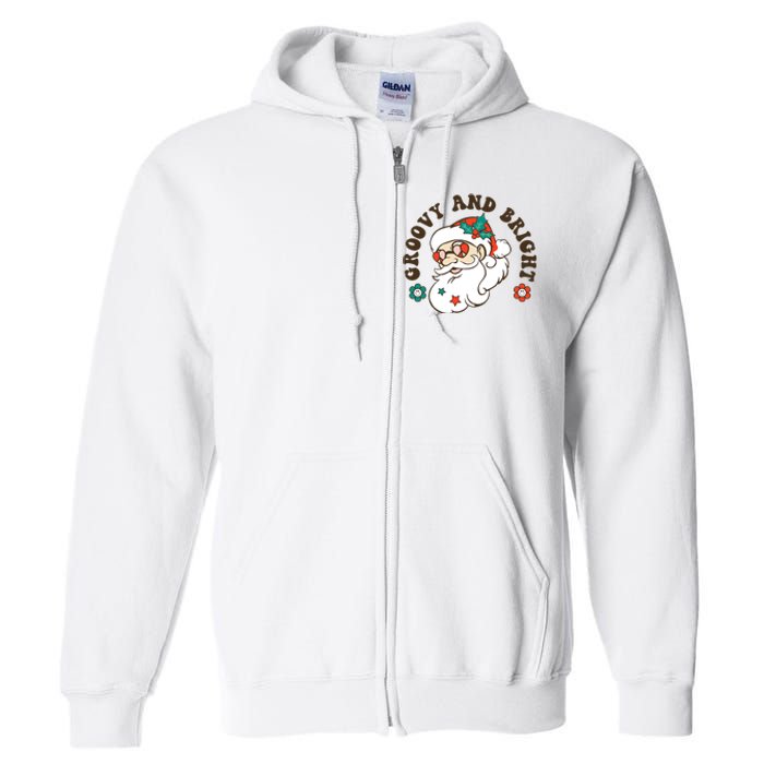 Groovy And Bright Santa Retro Christmas Winter Party Full Zip Hoodie