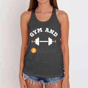 Gym And Bitcoin Fun Crypto Gym Wear Bitcoin Gym Bodybuilding Women's Knotted Racerback Tank