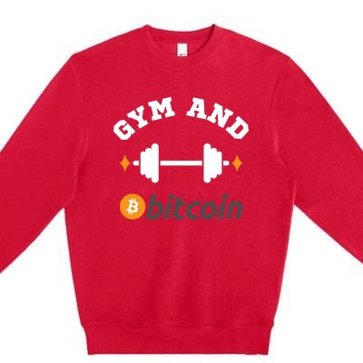 Gym And Bitcoin Fun Crypto Gym Wear Bitcoin Gym Bodybuilding Premium Crewneck Sweatshirt