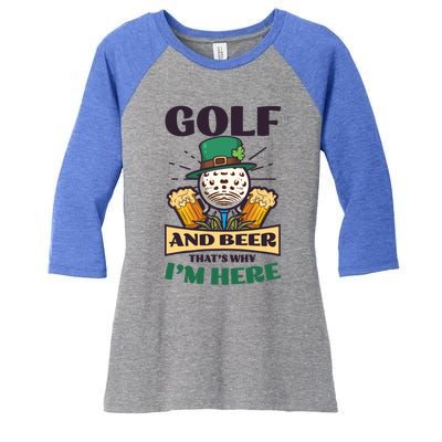 Golf And Beer Design St Patricks Golfing Gift Women's Tri-Blend 3/4-Sleeve Raglan Shirt