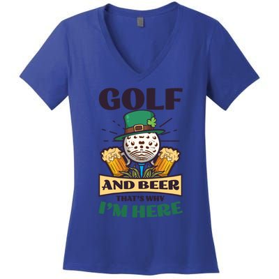 Golf And Beer Design St Patricks Golfing Gift Women's V-Neck T-Shirt