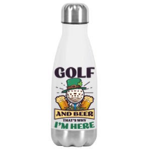 Golf And Beer Design St Patricks Golfing Gift Stainless Steel Insulated Water Bottle