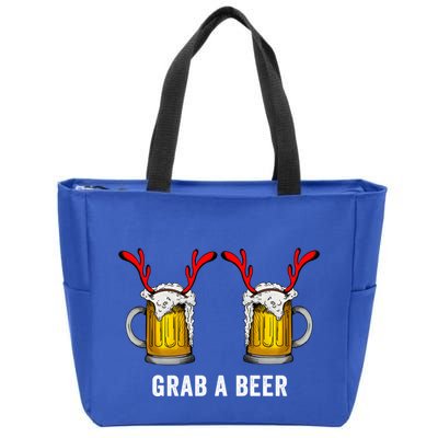 Grab A Beer Boobs Ugly Christmas Sweater Sexy Funny Tits Gift Zip Tote Bag