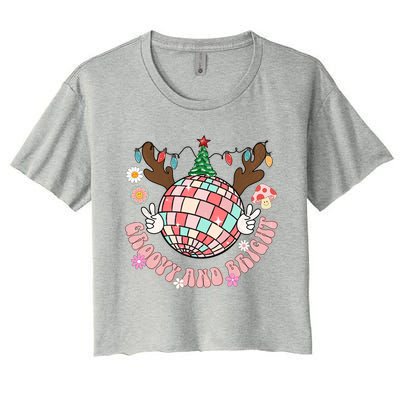 Groovy And Bright Disco Ball Christmas Party Xmasgiftthemed Meaningful Gift Women's Crop Top Tee