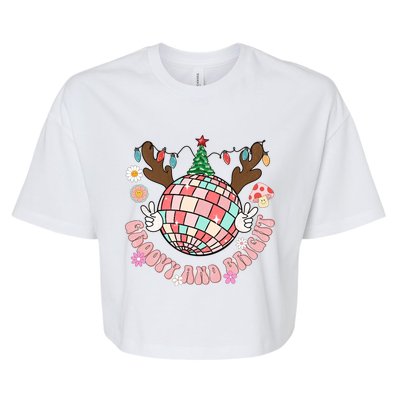 Groovy And Bright Disco Ball Christmas Party Xmasgiftthemed Meaningful Gift Bella+Canvas Jersey Crop Tee