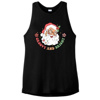 Groovy And Bright Santa Claus Christmas Ladies PosiCharge Tri-Blend Wicking Tank