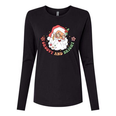 Groovy And Bright Santa Claus Christmas Womens Cotton Relaxed Long Sleeve T-Shirt