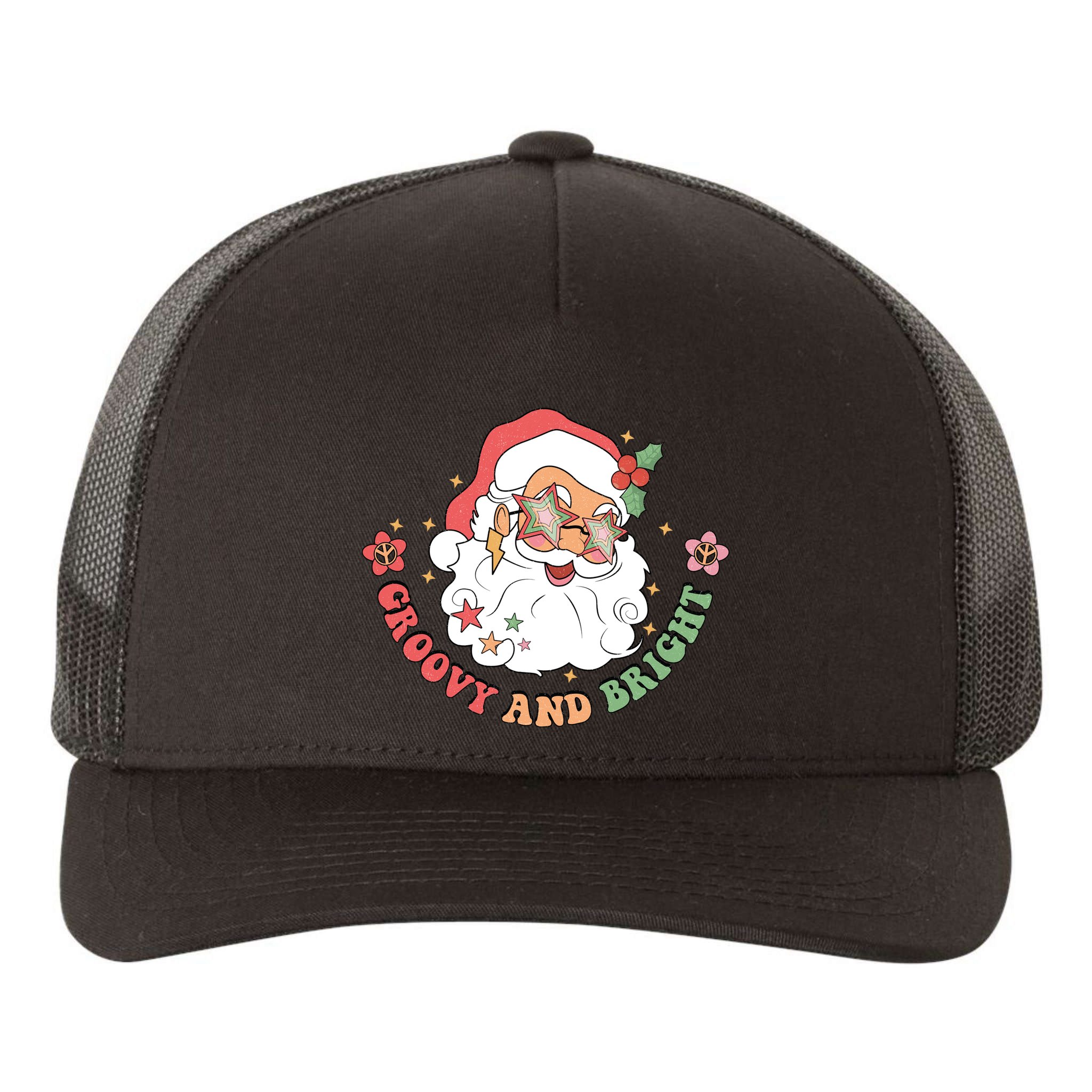 Groovy And Bright Santa Claus Christmas Yupoong Adult 5-Panel Trucker Hat
