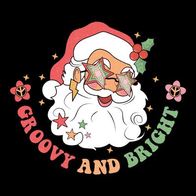 Groovy And Bright Santa Claus Christmas T-Shirt