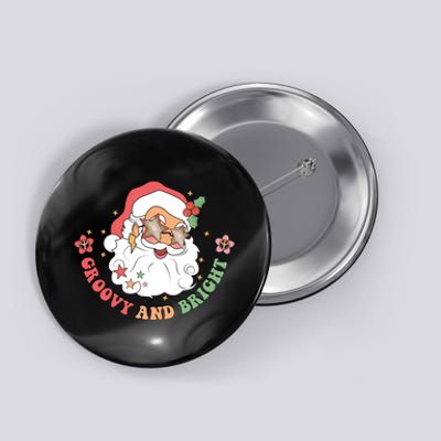 Groovy And Bright Santa Claus Christmas Button