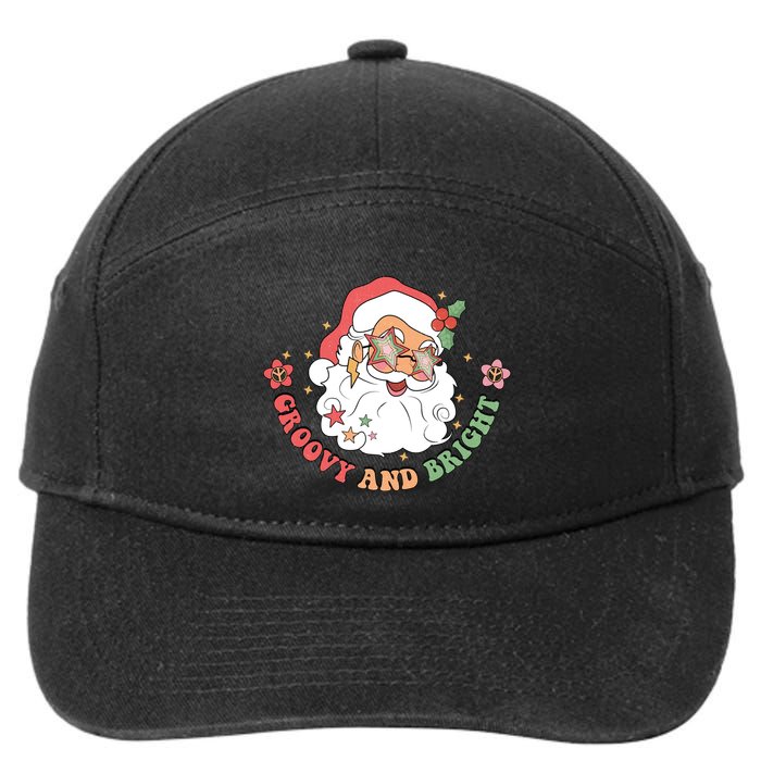 Groovy And Bright Santa Claus Christmas 7-Panel Snapback Hat