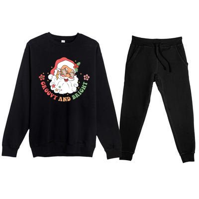 Groovy And Bright Santa Claus Christmas Premium Crewneck Sweatsuit Set