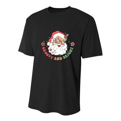 Groovy And Bright Santa Claus Christmas Youth Performance Sprint T-Shirt