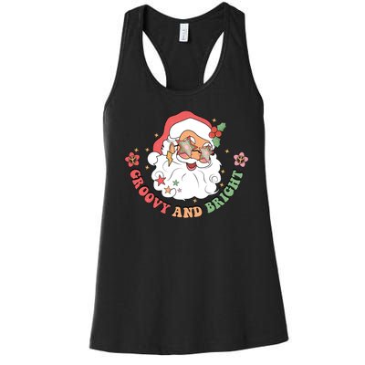 Groovy And Bright Santa Claus Christmas Women's Racerback Tank