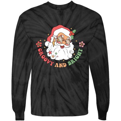 Groovy And Bright Santa Claus Christmas Tie-Dye Long Sleeve Shirt