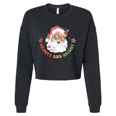 Groovy And Bright Santa Claus Christmas Cropped Pullover Crew