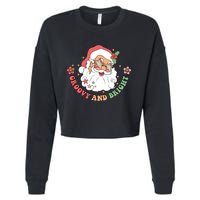 Groovy And Bright Santa Claus Christmas Cropped Pullover Crew