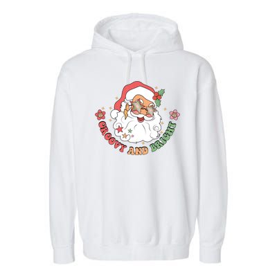 Groovy And Bright Santa Claus Christmas Garment-Dyed Fleece Hoodie