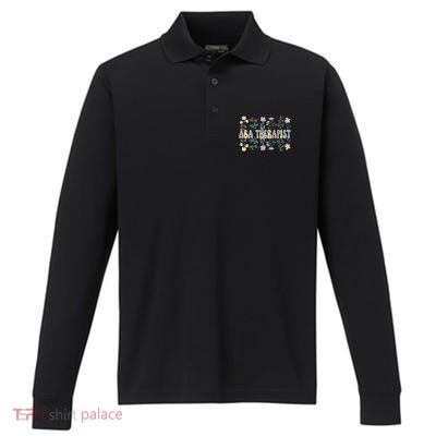 Groovy Applied Behavior Analysis Therapy Flowers Cool Gift Performance Long Sleeve Polo