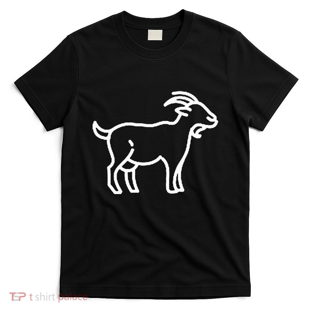 Goat Animal Badge Patch Line Art Icon Outline T-Shirt