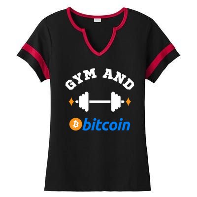 Gym And Bitcoin Fun Crypto Gym Wear Bitcoin Gym Bodybuilding Ladies Halftime Notch Neck Tee